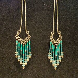 Handmade Sterling Silver Turquoise Beaded Earrings